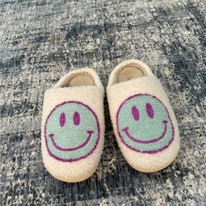 Cozy Cream Slippers with Smiley Face